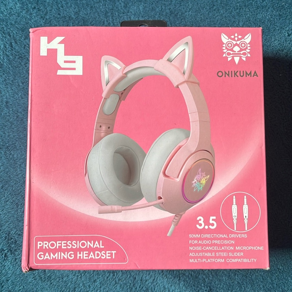 ONIKUMA K9 RGB Stereo Gaming Headset with Cat Ears for PS4, Xbox, PC and Switch